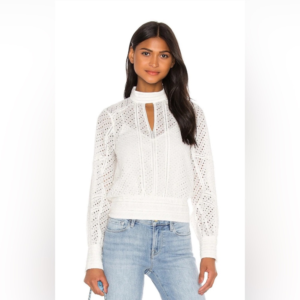 Frame Off White Long Sleeve Cut Out Blouse